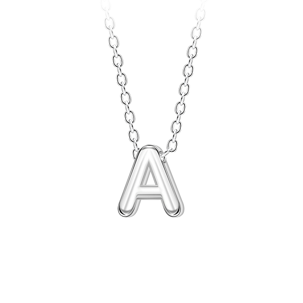 Wholesale Sterling Silver Letter A Beaded Necklace - JD23679
