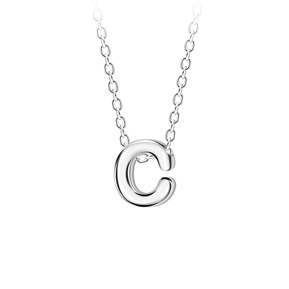 Wholesale Sterling Silver Letter C Beaded Necklace - JD23681
