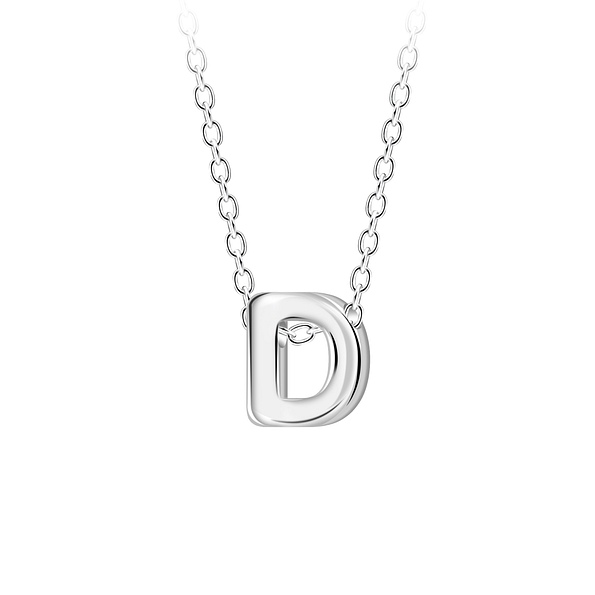 Wholesale Sterling Silver Letter D Beaded Necklace - JD23682