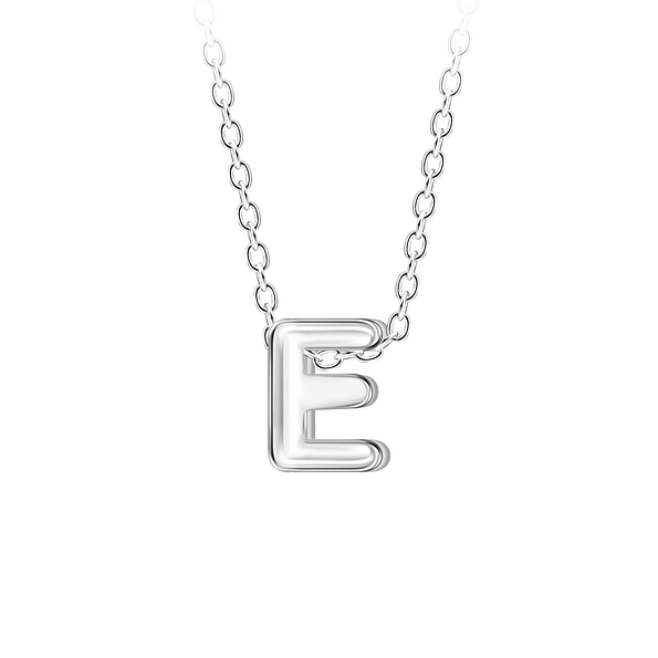 Wholesale Sterling Silver Letter E Beaded Necklace - JD23683