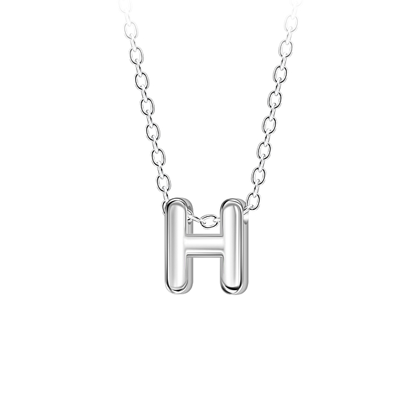 Wholesale Sterling Silver Letter H Beaded Necklace - JD23686