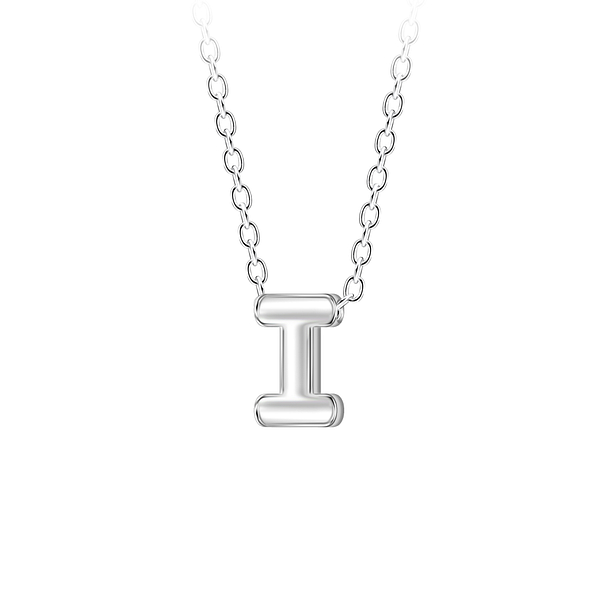 Wholesale Sterling Silver Letter I Beaded Necklace - JD23687 Wholesale Sterling Silver Letter I Beaded Necklace - JD23687