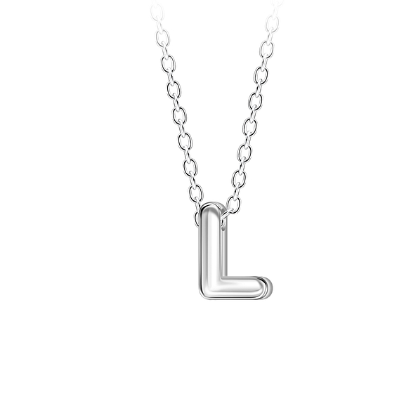 Wholesale Sterling Silver Letter L Beaded Necklace - JD23690