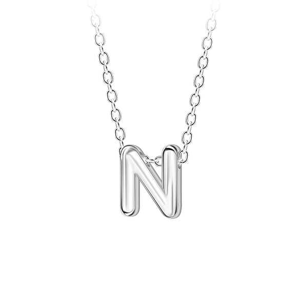 Wholesale Sterling Silver Letter N Beaded Necklace - JD23692