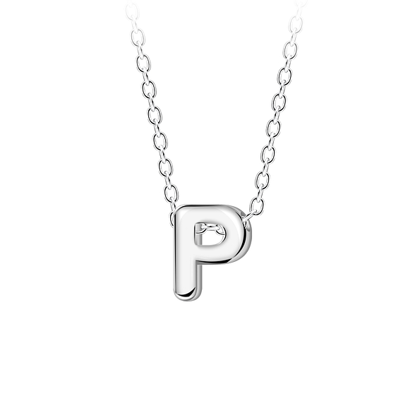 Wholesale Sterling Silver Letter P Beaded Necklace - JD23694 Wholesale Sterling Silver Letter P Beaded Necklace - JD23694