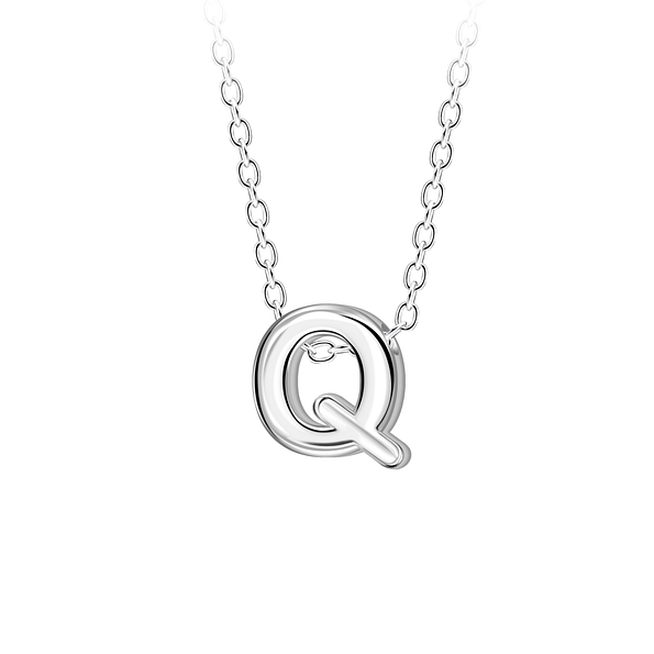 Wholesale Sterling Silver Letter Q Beaded Necklace - JD23695 Wholesale Sterling Silver Letter Q Beaded Necklace - JD23695