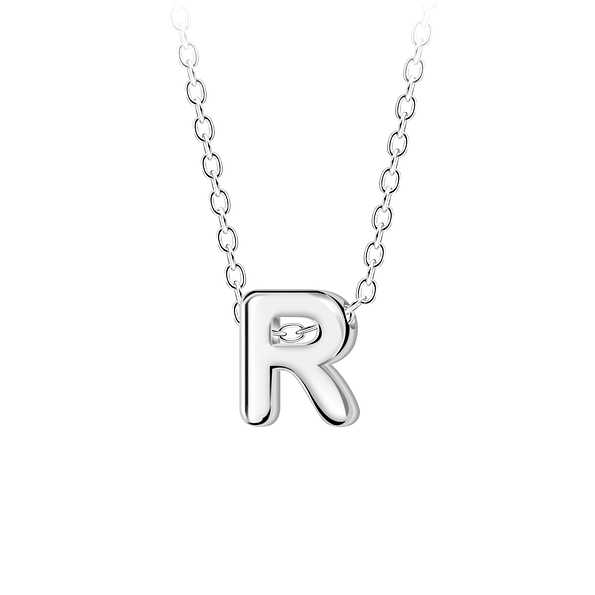 Wholesale Sterling Silver Letter R Beaded Necklace - JD23696