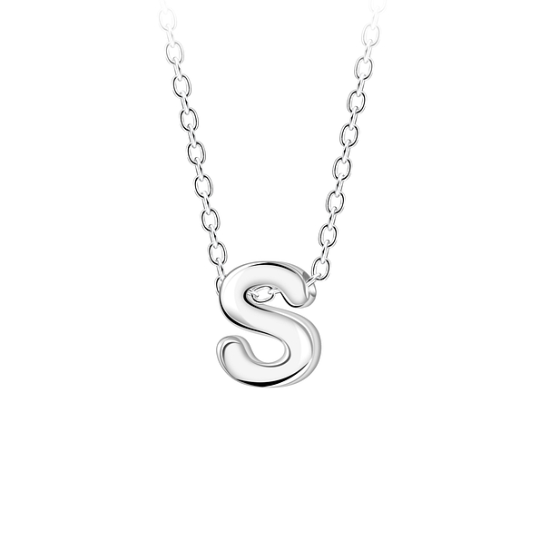 Wholesale Sterling Silver Letter S Beaded Necklace - JD23697