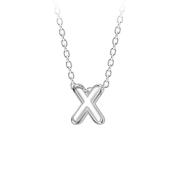 Wholesale Sterling Silver Letter X Beaded Necklace - JD23702