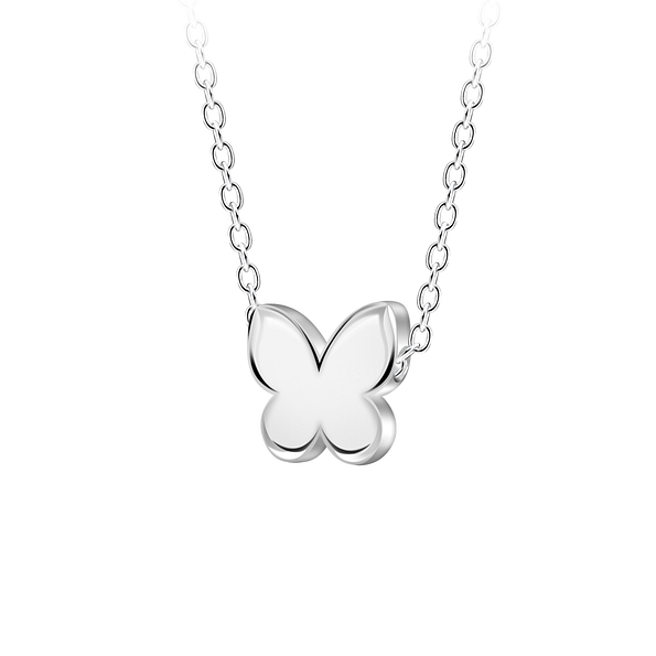 Wholesale Sterling Silver Butterfly Beaded Necklace - JD23577