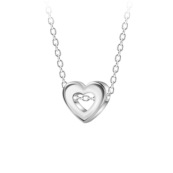 Wholesale Sterling Silver Heart Necklace - JD23590 Wholesale Sterling Silver Heart Necklace - JD23590