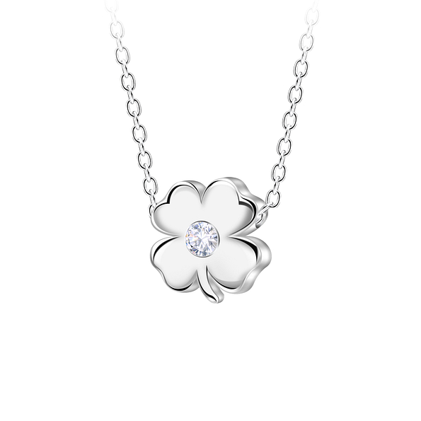 Wholesale Sterling Silver Clover Beaded Necklace - JD23602
