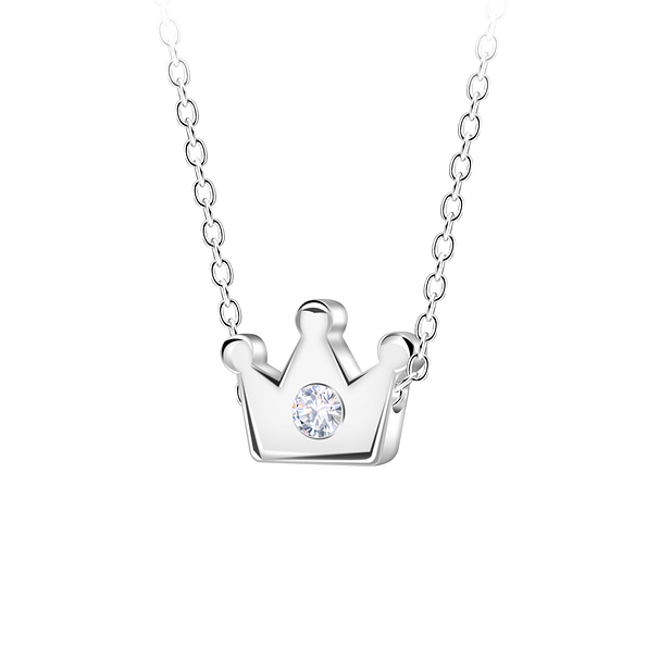 Wholesale Sterling Silver Crown Beaded Necklace - JD23603 Wholesale Sterling Silver Crown Beaded Necklace - JD23603