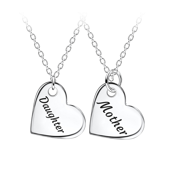 Wholesale Sterling Silver Mother and Daughter Necklace Set - JD23565