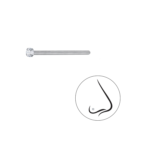 Wholesale 1.5mm Round Cubic Zirconia Sterling Silver Nose Stud - JD3300