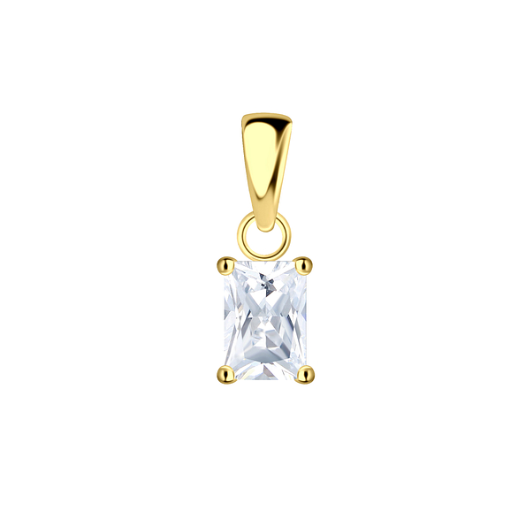 Wholesale 4x6mm Baguette Cubic Zirconia Sterling Silver Pendant - JD22234