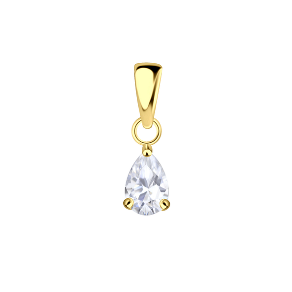 Wholesale 4x6mm Pear Cubic Zirconia Sterling Silver Pendant - JD22264