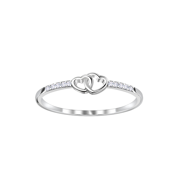 Wholesale Sterling Silver Double Heart Ring - JD23378