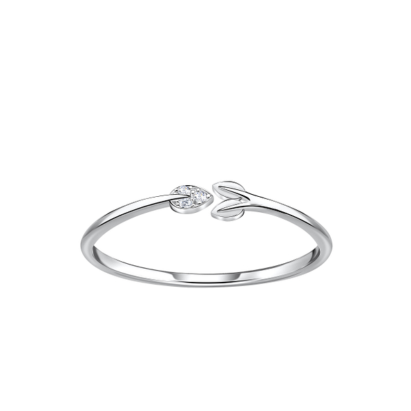 Wholesale Sterling Silver Leaf Opened Ring - JD23381