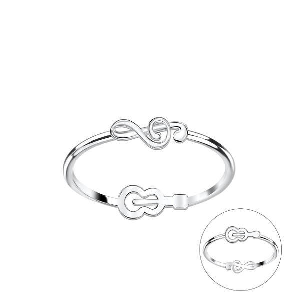 Wholesale Sterling Silver Double Sided Music Lover Ring - JD22838