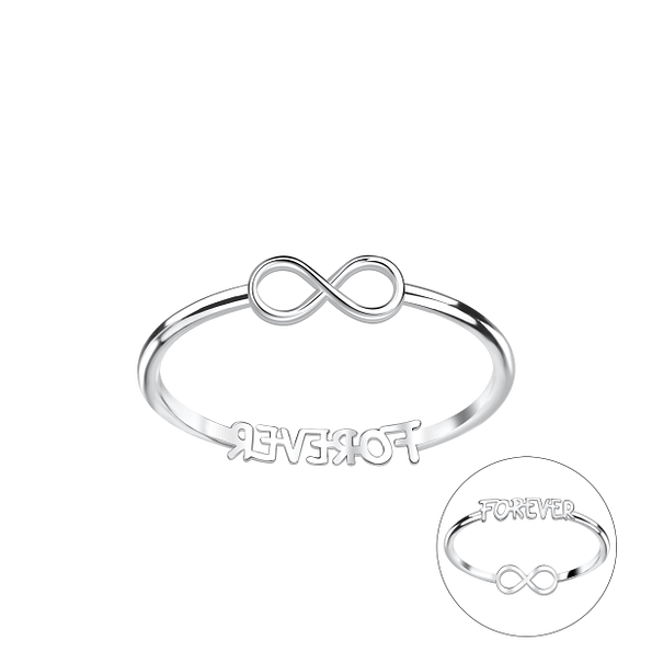 Wholesale Sterling Silver Double Sided Infinity and Forever Ring - JD22827