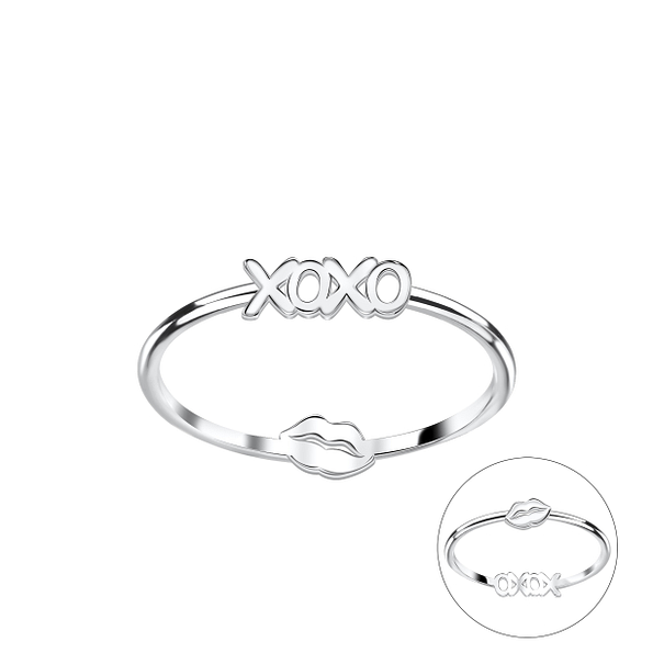 Wholesale Sterling Silver Double Sided XOXO Ring - JD22831
