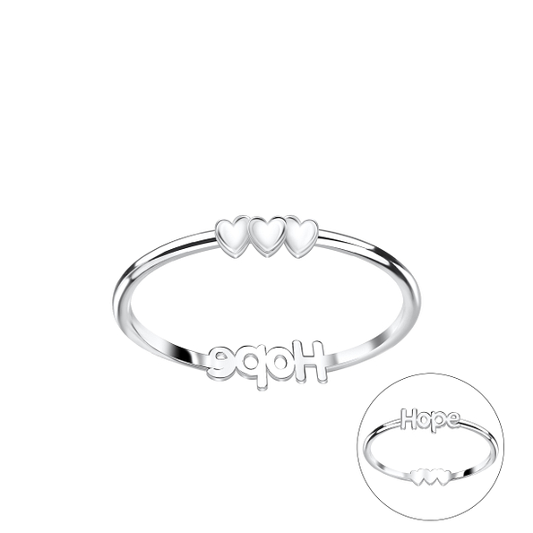 Wholesale Sterling Silver Double Sided Hope and Heart Ring - JD22829