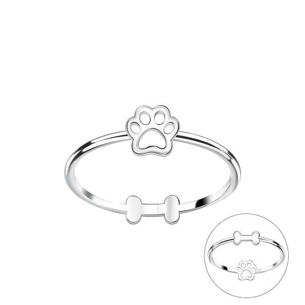 Wholesale Sterling Silver Double Sided Dog Lover Ring - JD22833