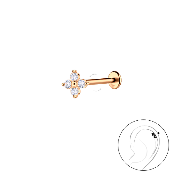 Wholesale Sterling Silver Flower with Titanium Labret - JD23013