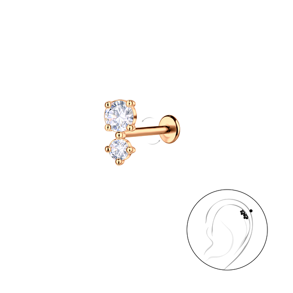 Wholesale Sterling Silver Double Stones with Titanium Labret - JD23070