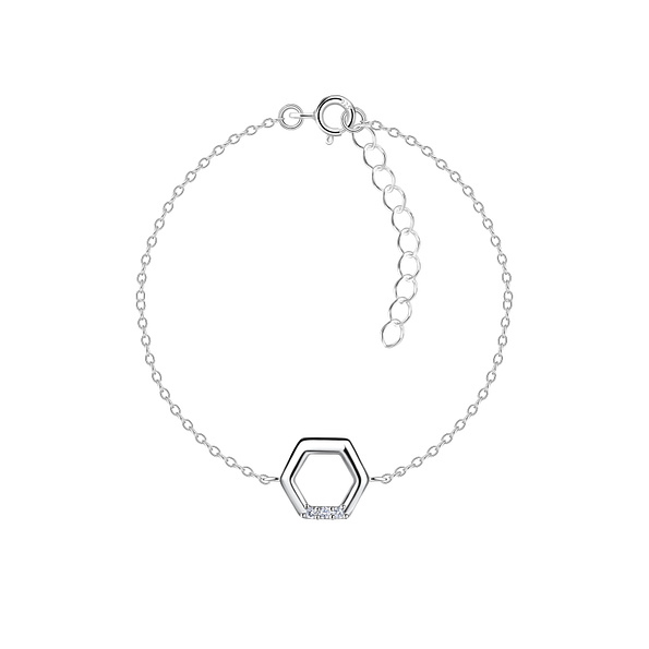 Wholesale Sterling Silver Hexagon Bracelet - JD23860