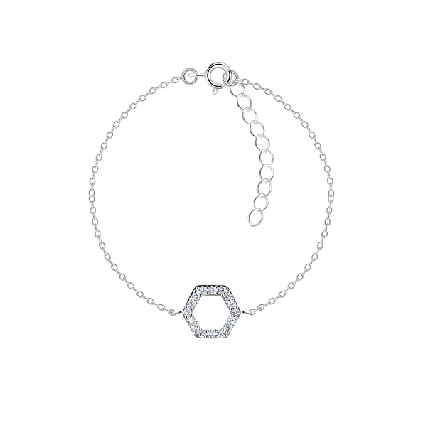 Wholesale Sterling Silver Hexagon Bracelet - JD23861