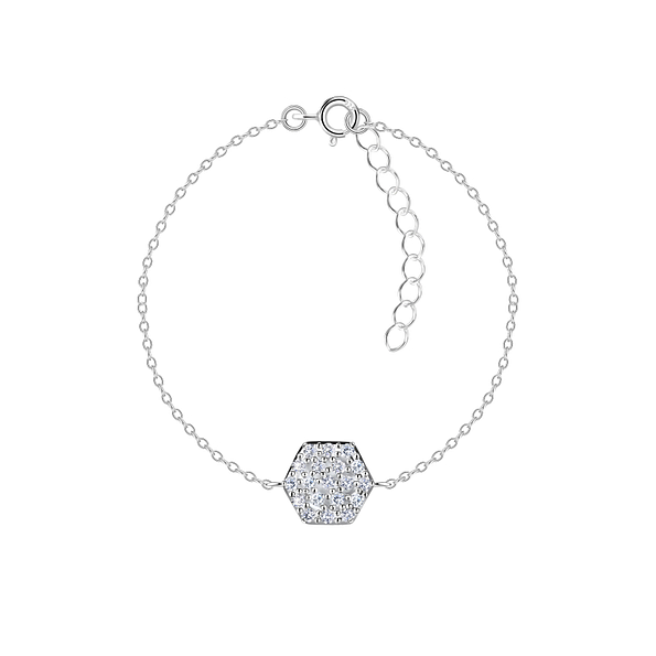 Wholesale Sterling Silver Hexagon Bracelet - JD23862