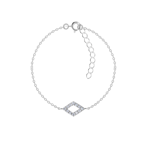 Wholesale Sterling Silver Diamond Shaped Bracelet - JD23866
