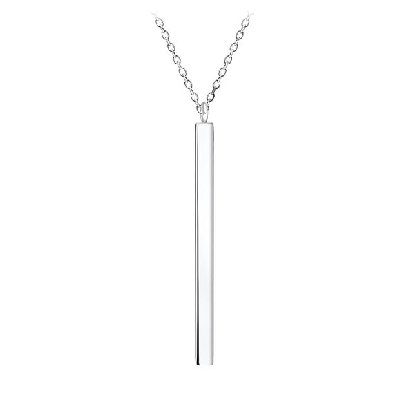Wholesale Sterling Silver Thick Bar Necklace - JD21969