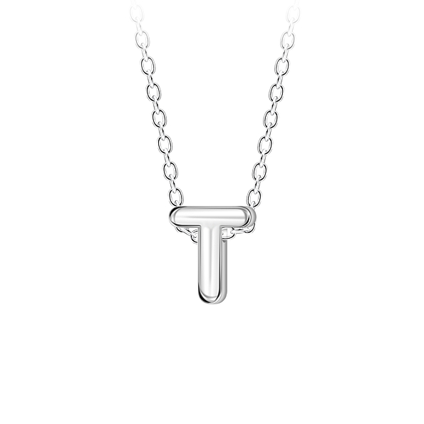 Wholesale Sterling Silver Letter T Beaded Necklace - JD23698