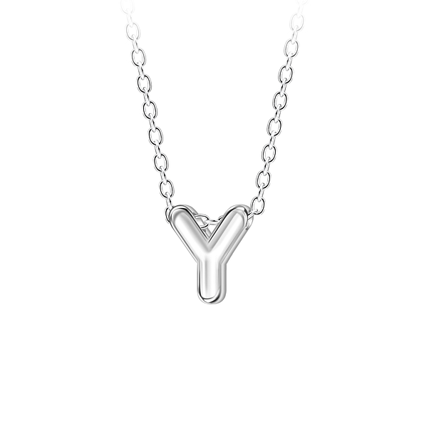 Wholesale Sterling Silver Letter Y Beaded Necklace - JD23703
