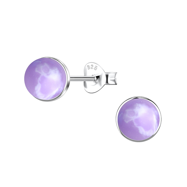Wholesale 6mm Round Imitation Stone Sterling Silver Ear Studs - JD24407