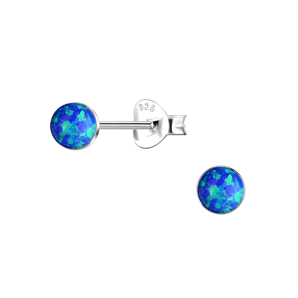 Wholesale 4mm Round Opal Sterling Silver Ear Studs - JD24402