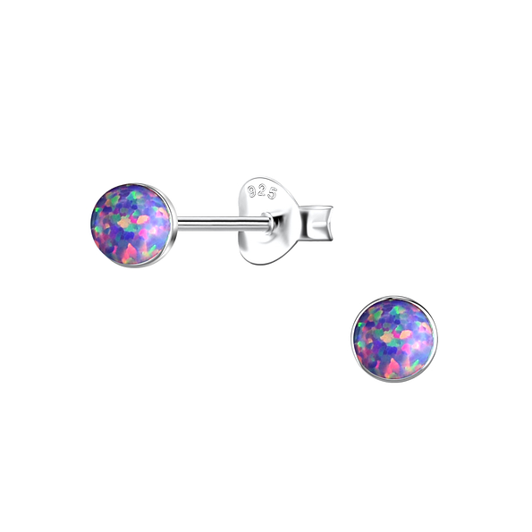Wholesale 4mm Round Opal Sterling Silver Ear Studs - JD24402
