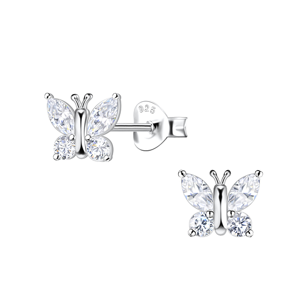 Wholesale Sterling Silver Butterfly Ear Studs - JD21876 Wholesale Sterling Silver Butterfly Ear Studs - JD21876