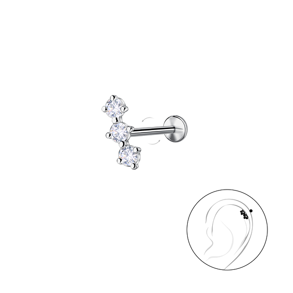 Wholesale Sterling Silver Geometric with Titanium Labret - JD23977