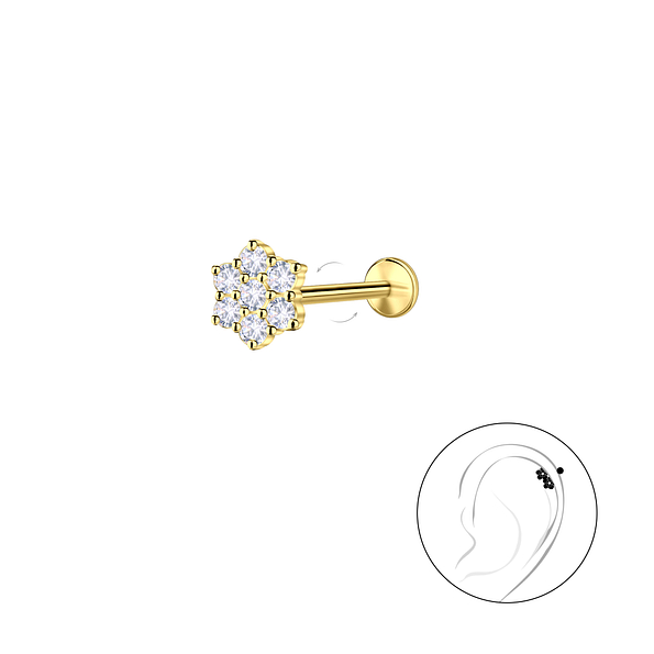 Wholesale Sterling Silver Flower with Titanium Labret - JD23987