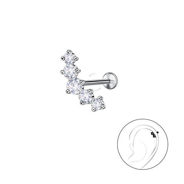 Wholesale Sterling Silver Geometric with Titanium Labret - JD23989