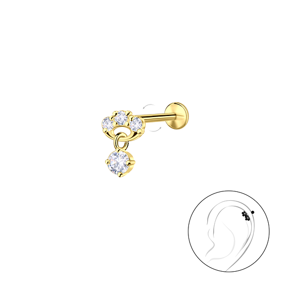 Wholesale Sterling Silver Geometric with Hanging Stone with Titanium Labret - JD23972