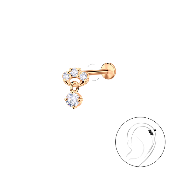 Wholesale Sterling Silver Geometric with Hanging Stone with Titanium Labret - JD23973