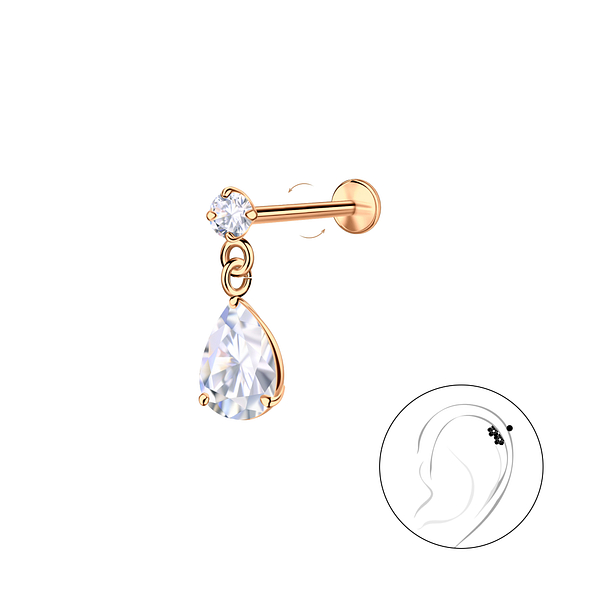 Wholesale Sterling Silver Round with Hanging Stone with Titanium Labret - JD23976