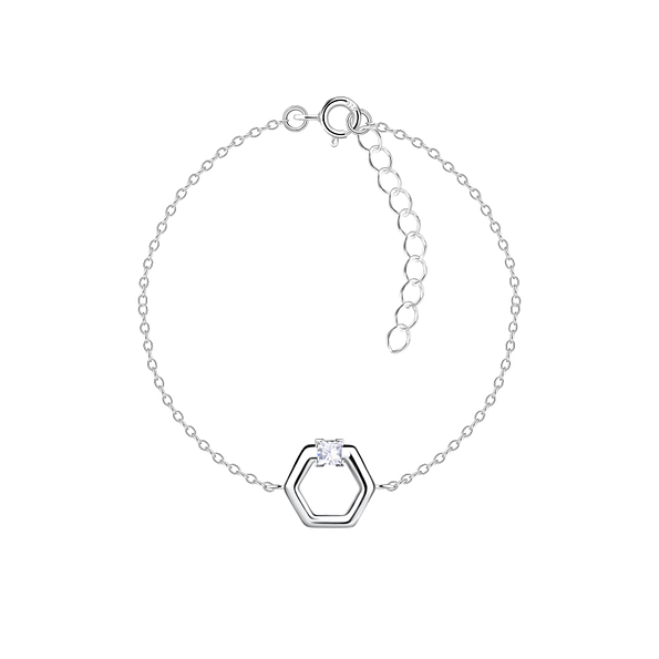 Wholesale Sterling Silver Hexagon Bracelet - JD24130