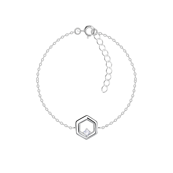 Wholesale Sterling Silver Hexagon Bracelet - JD24133