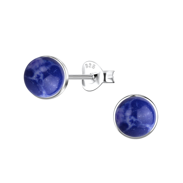 Wholesale 6mm Round Imitation Stone Sterling Silver Ear Studs - JD24409